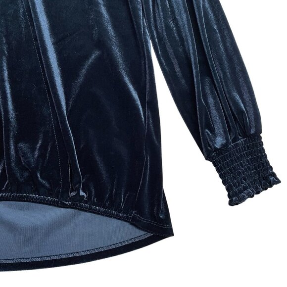 WONDERLY VELVET BLOUSE FAUX WRAP SIZE XS RELAXED FIT HOLIDAY CHIC BLACK CLASSIC - Picture 4 of 8